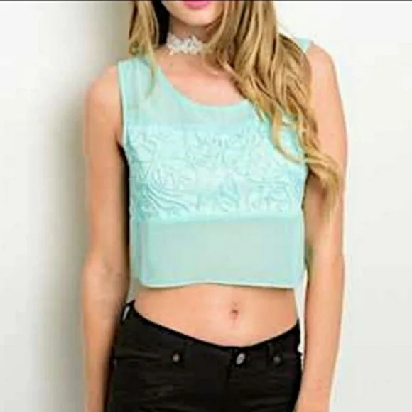 Oh My Julian Mint lace Crop Top S NWT - Picture 1 of 5